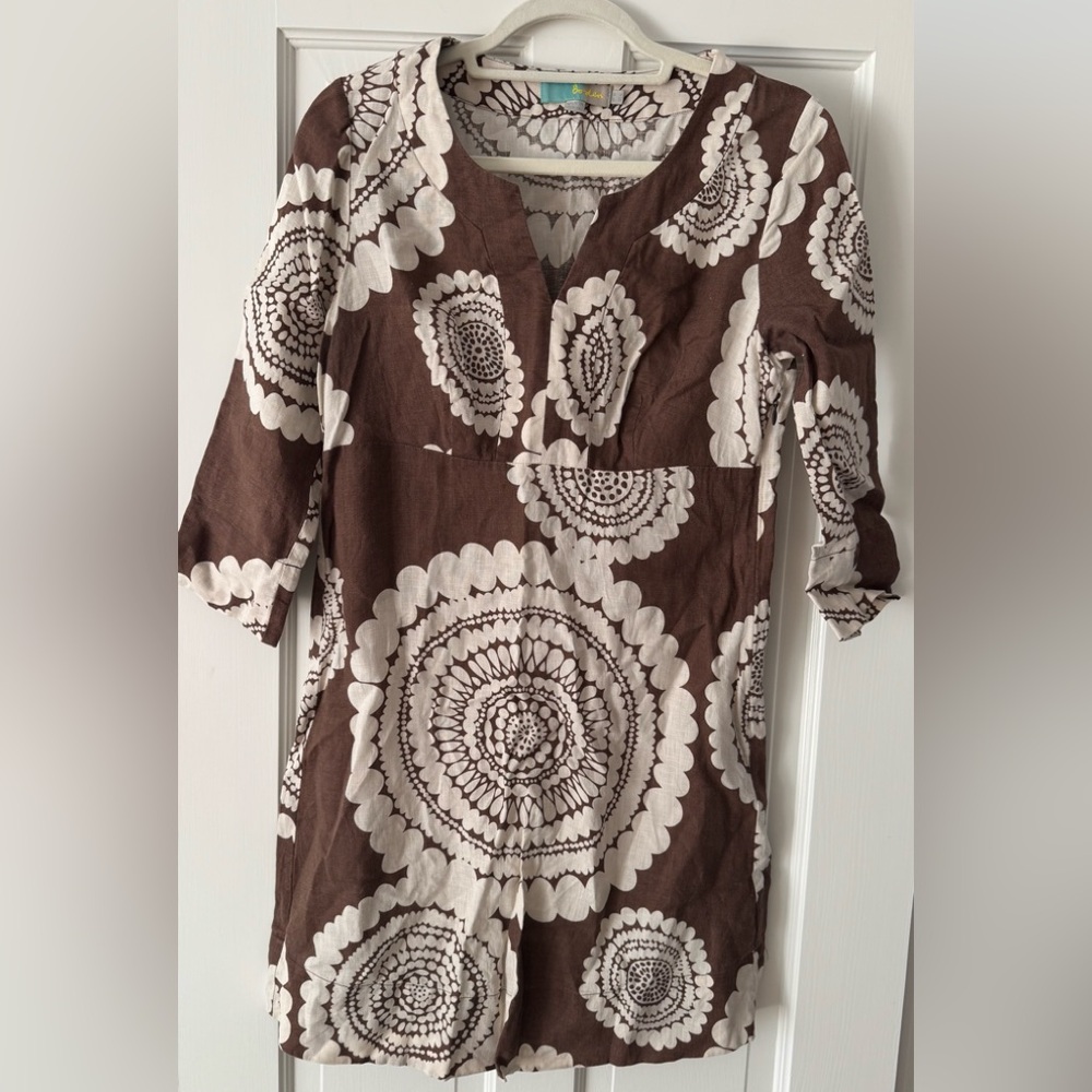 Brown and White Patterned Women's Top from Boden.